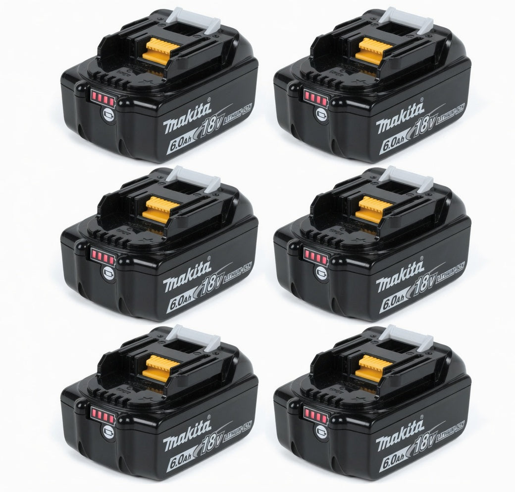🔥 (6 Pack) Makita 18V LXT BL1860B 6.0Ah Lithium-Ion Battery – OEM High Capacity